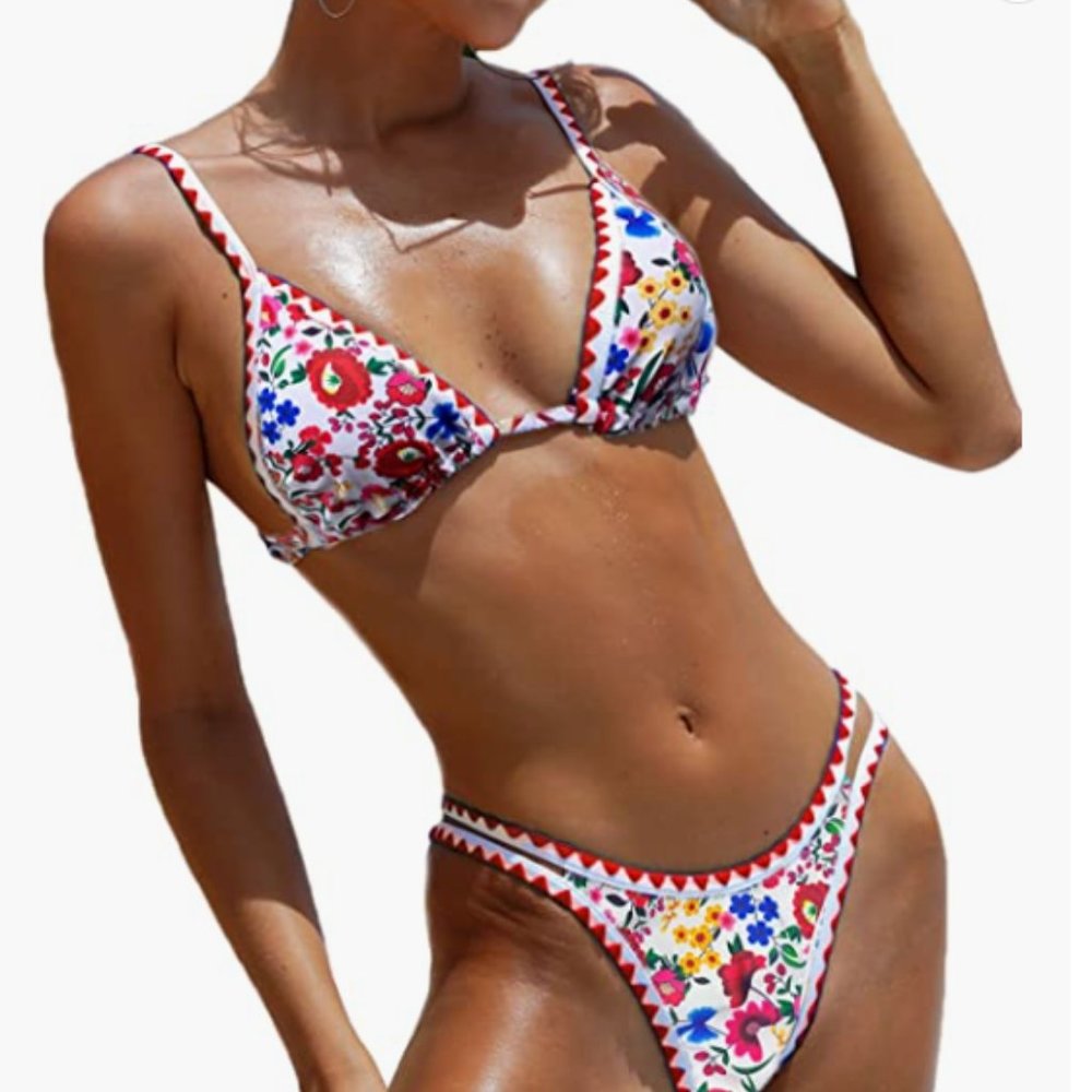 Womens Ditsy Floral Two Piece  Swiming Suit